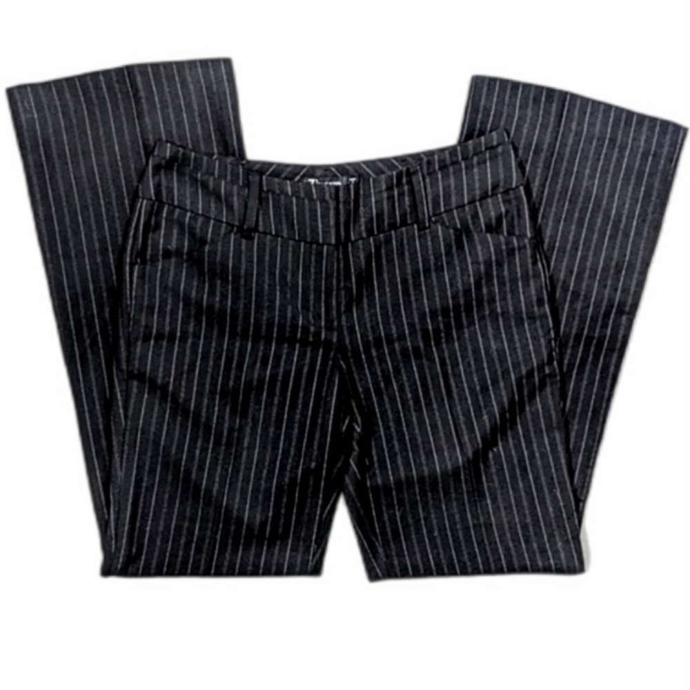 Y2K Black W/ White Pinstriped Wide Leg Trouser Pants